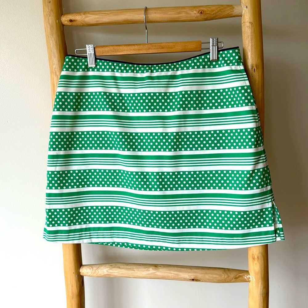 Vineyard Vines Performance Fairway Golf Skort Polka Dot Stripe Sprout Green 10